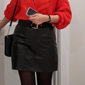 Black Faux Leather Skirt